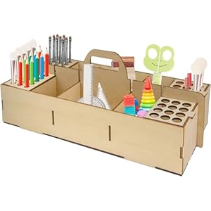 Wooden Paint Brush Holder with 60 Holes, Craft Supplies Storage Rack, Brush Tool Holder, Paint Brush Organizer with MDF Material, Suitable for Arts Writing Tools