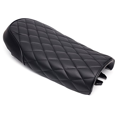Triclicks Universal Motorcycle Retro Diamond Flat Brat Style Cafe Racer Seat for Honda CB CL Retro Yamaha SR XJ Suzuki GS (Black)