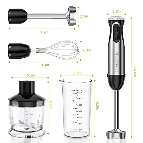 Bonsenkitchen Immersion Blender, 20 Variable Speeds & Turbo, 4-In-1 Stainless Steel Handheld Blender Stick Mixer With Egg Whisk thumb #6