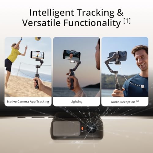 Image of DJI Osmo Mobile 7P + Mic Mini TX (Infinity Black), Gimbal Stabilizer | For iPhone & Android, Native Tracking, Audio Reception, Lighting, 3-Axis Phone Gimbal, Built-in Extension Rod & Tripod