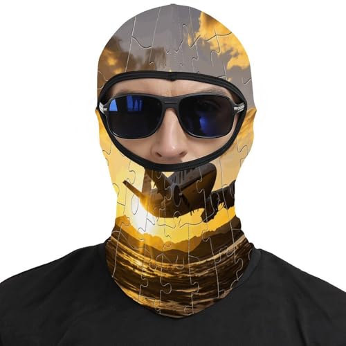 Pasamontaña térmico para hombre y mujer con estampado de avión y rompecabezas, máscara facial para esquí, motociclismo y clima frío miniatura 3