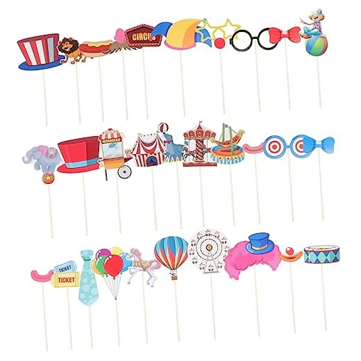 Abaodam 30 Unidades Adereços Decorativos Para Fotos Adereços De Festa De Carnaval Adereços De Selfie Com Paus Acessórios Para Fotos De Festa Decoração De Festa Circo Papel Roupas Ornamento
