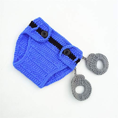 SUNBABY Newborn Baby Handmade Crochet Knitting Costume Infant Photo Photography Prop Hats Pants Suit (Policeman Suit) Medium Size by SUNBABY - Used condition - Image 5