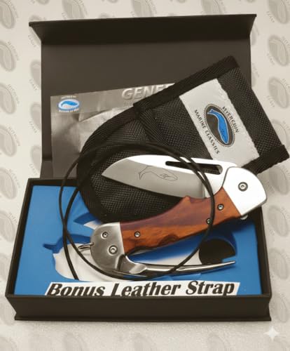 BONUS LEATHER LANYARD STRAP Myerchin Knives Hardwood Handle Sheepfoot Blade & Marlinspike WF300 Professional Tested at Sea Captain Rigging Knife BONUS Leather Lanyard Strap