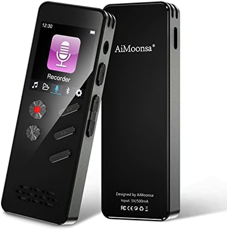 AiMoonsa 64GB Digital Voice Recorder, Voice Recorder with Playback Bluetooth 1000mAh Battery Speaker Audio Recorder for lectures Meetings Interviews Voice Activated Recorder MP3 Player with Bluetooth