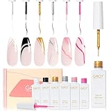 GAOY Gel Nail Polish Art Liner, 6 Classic Colors Black White Gold Silver for Nail Paint Design with Thin Brush DIY French Manicure and Pedicure at Home