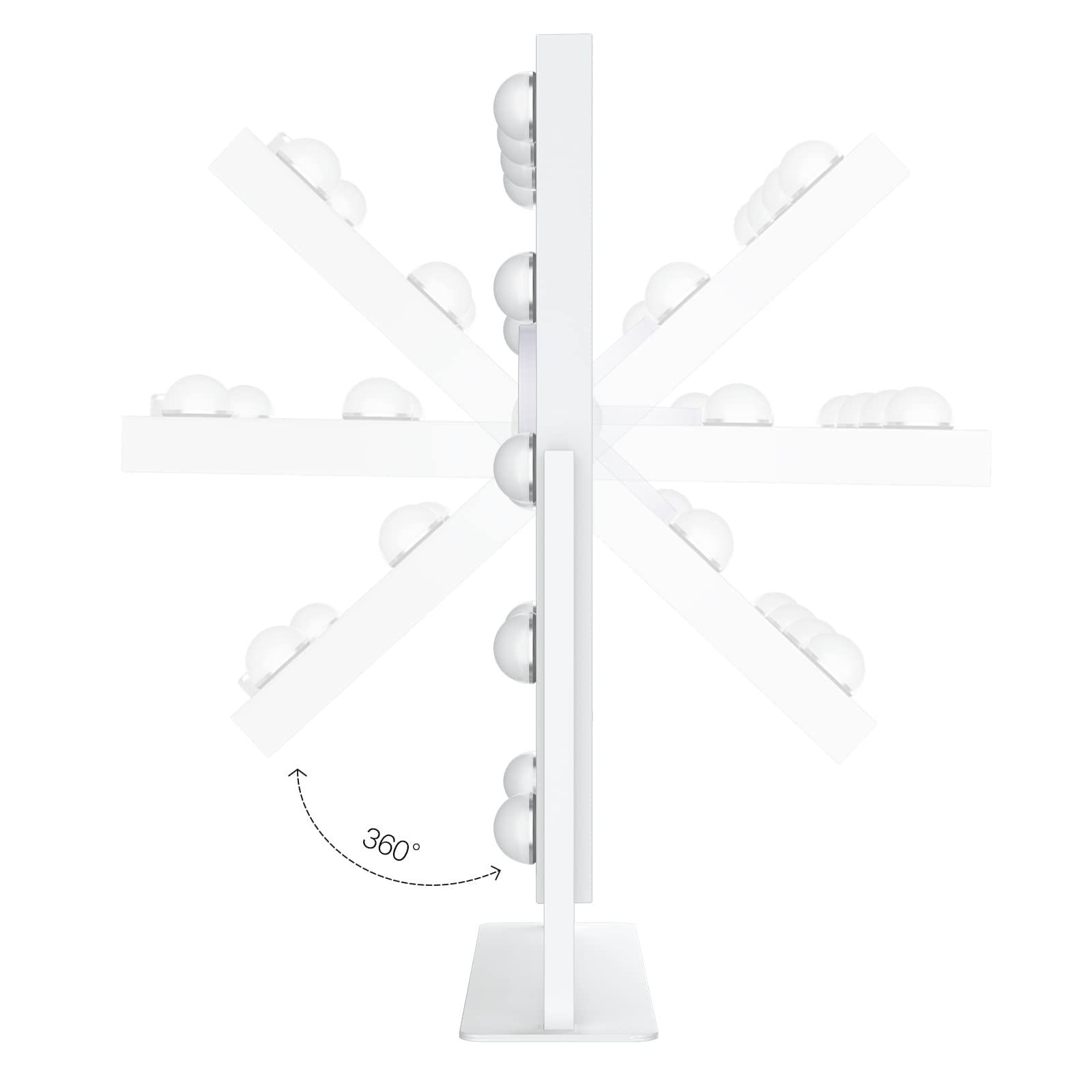 Dripex Espejo Maquillaje Mesa 48x36 cm – 12 LED 360° | 3 Colores de Luz, Brillo Ajustable, Giratorio 360°, Lente 5X Incluida, Superficie 30x41 cm, Ideal Casa o Oficina