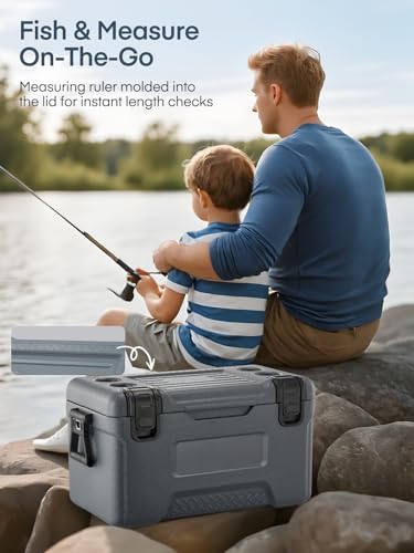 Cooler, Portable Hard Cooler with Dual Latches, Insulated Ice Chest with Swing-up Side Handles, Molded Ruler＆Cup Holders, Coolers Keeps Cool up to 6 Days, Camping Fishing Road Trips Beach, 47.5 QT - Thumbnail 7