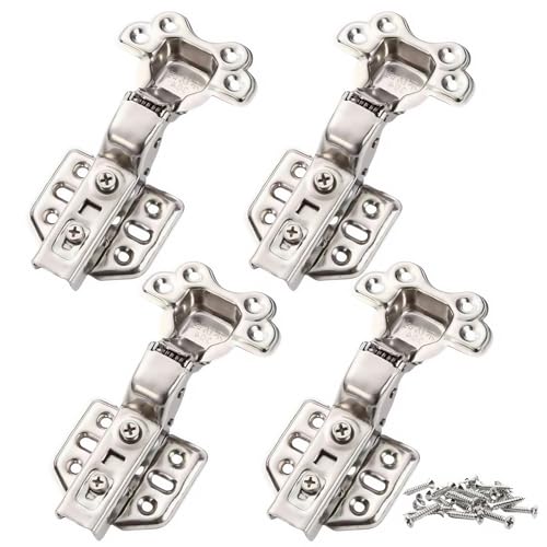 Inset Cabinet Hinges, 304 Stainless Steel 4 Pack Soft Close Hidden Hinge Set, Quick-Release, Cooper Core Hydraulic Cylinder, Concealed Self Closing Hinges for Cabinets Cupboard Door