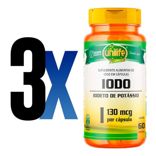 Iodeto de Potássio 130mcg Unilife Iodo 60 Cápsulas 3un + Porta Cápsulas