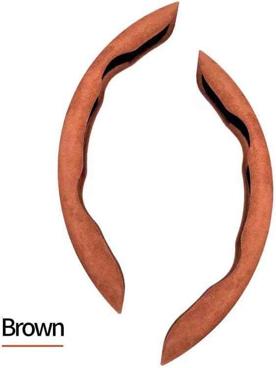 Image of Automaze New Carbon Fiber ABS Texture Steering Wheel Cover for Cars, Safe and Non Slip Car Interior Accessory (Suede Brown)