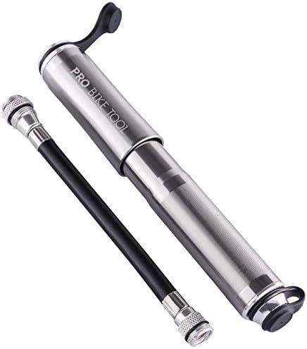 PRO BIKE TOOL Mini Bike Pump Classic – Fits Presta & Schrader Valves – up to 100 PSI / 6.9 Bar – Bicycle Tire Pump for Road and Mountain Bikes – Small, Portable and Compact Hand Frame-Mounted Pump