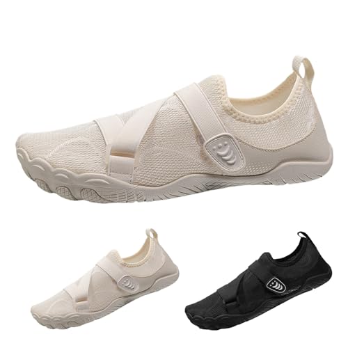 Generisch Zapatos descalzos para mujer y hombre: zapatos de baño transpirables, zapatos de agua de secado rápido, antideslizantes, zapatos de natación para deportes acuáticos, beige, 36 EU