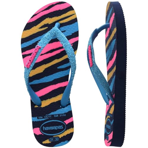 Havaianas Kids Slim Tropical Flip Flops - Kids' Summer Sandals for Girls - Turquoise, 13C/1Y Little Kid3