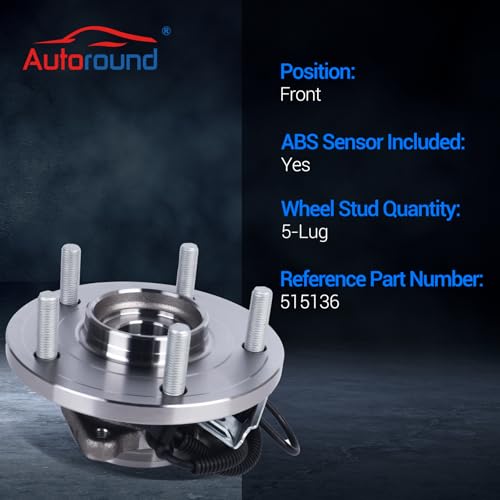 Autoround 515136 Front Wheel Bearing and Hub Assembly Fit for Chrysler Town Country 2008-2013, Dodge Grand Caravan 2008-2013, VW Routan 2009-2012, Set of 2 by Autoround - Image 3
