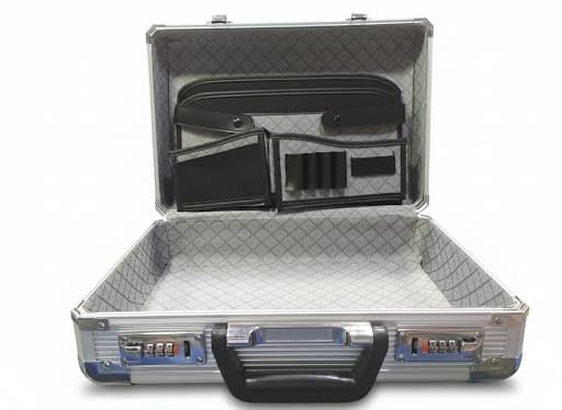 Image of Ziest Aluminium Briefcase with Dual Number Locks, Silver Colour, Business Professional, 38x13x27cm