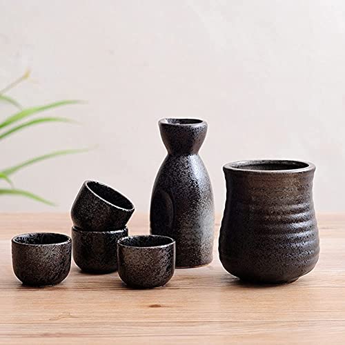 Juego de sake de 6 piezas CHFYIJYHM con calentador tradicional de estilo japonés 3