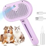 Picture of 3 in 1 Cat Steam Brush, Pet Spray Hair Removal Comb for Shedding & Grooming, Water Brush for Cats Dogs Small Animals Long Short Haired with One-Click Release Button(Purple)