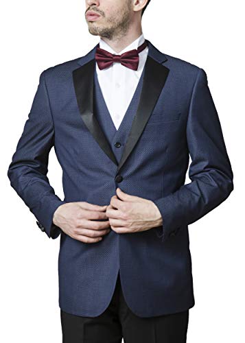 Adam Baker by Caravelli Men's Slim Fit T62512U3- Piece Notch Lapel Formal Tuxedo Suit Set - Navy - 50L