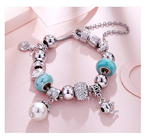 Pulsera de cristal para mujer y niña en azul o rosa