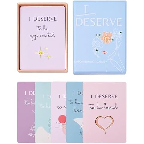 I DESERVE Affirmation Cards for Women, Mindfulness Cards, Daily Affirmations for Women, New Beginnings Gifts for Women, Divorce Gifts for Women, Break Up Gifts for Women Cover