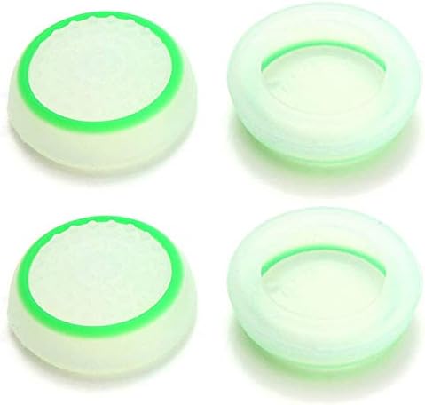 Anti-Slip Analog Thumb Stick Silicone Grip Cover Caps for Sony PS3 PS4 Playstation 4 Pro Slim, Xbox 360 One Controller | Pack of 4 Pieces - White Green