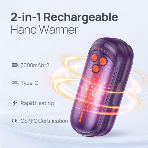 Image of Rechargeable Hand Warmers 2 Pack, Rapid Heating Within 3 Seconds