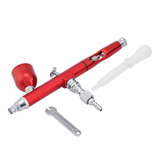 Jeffergarden vaporisateur de tatouage, pistolet à aérographe double action à action par gravité 0.3mm pulvérisation art peinture tatouage trousse à ongles(Red) Cover