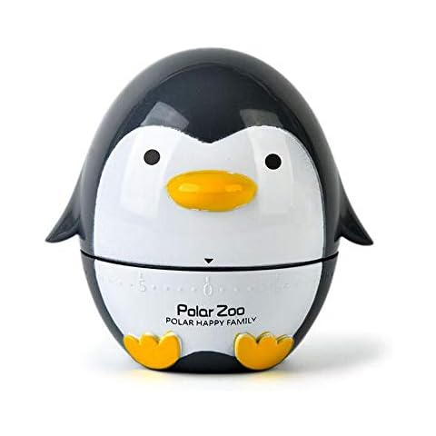 Belons Penguin Timer Manual Animal Mechanical Kitchen Timer 60 Minutes Countdown Timer Cooking Timer Alarm, Grey Cover