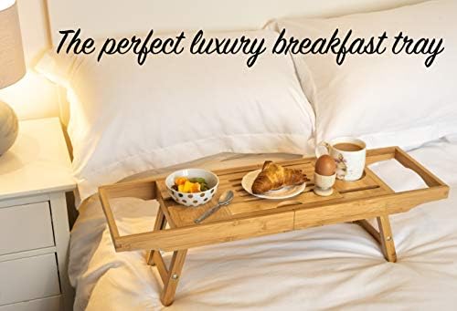 CORAZON HOME Luxury Bamboo Bath Tray - Wooden Bathtub Caddy and Breakfast Tray with Ipad/Tablet Holder - Phone Holder and Wine Glass slot- Candle/Glass Holder - Bath Shelf - Perfect Bathroom Accessory