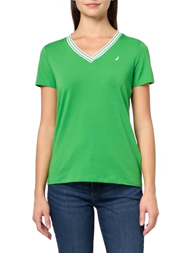 Image of Nautica Women's Solid V-Neck Short Sleeve T-Shirt Shirt