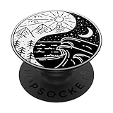 Ying Yang Nature Black Night Sun Moon White Balance Art PopSockets Adhesive PopGrip