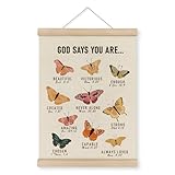 MAQIKA Christian Scripture Butterfly Poster, Framed Wooden Hanger, Butterfly Wall Art, Bible Verse Hanging Wall Decor, Christian Inspirational Canvas Wall Art, 12x16 inch
