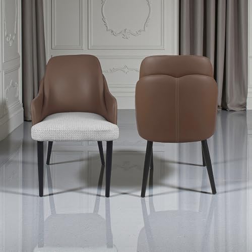 Image of The Attic Avalon Luxe 6 Seater Dining Set,Light Brown & Off White,Titanium & Cream,180 Cms