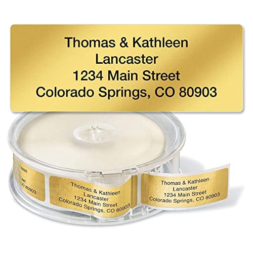 Gold Foil Rolled Personalized Return Address Labels With Dispenser – Set Of 500, Small, Self-Adhesive Stickers, By Colorful Images #TOP3