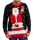 Tipsy Elves Men's Ugly Christmas Sweaters - Funny Christmas Sweaters for Men - Fun Holiday Pullovers - Black Jolly Juice Dispenser Size - X-Large