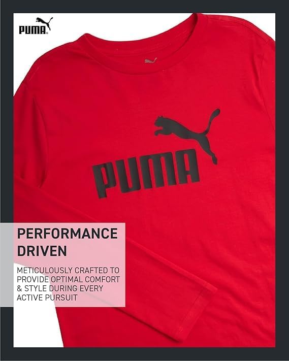 PUMA Boys' Long Sleeve Athletic Crewneck T-Shirt - Image 4