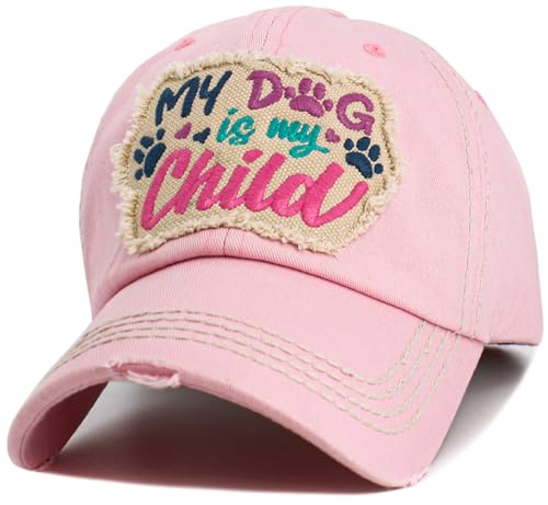Image of KBETHOS Dog Cat Mom Dad Theme Womens Baseball Cap Distressed Vintage Unconstructed Embroidered Patch Hat