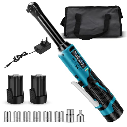 Llave de Carraca Eléctrica Inalámbrica, 3/8 " 18 V Atornillador de Impacto, Llave de trinquete inalámbrica con Carga Rápida con 2 Batterie da 2,0 Ah, adattatore da 1/4", Custodia, Caricabatterie