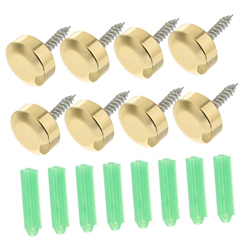 HOMSFOU Screw Cover Caps 8 Pack Mirror Decorative Screws Brass Caps Easy Install Professional Look for Signs Glass Tables