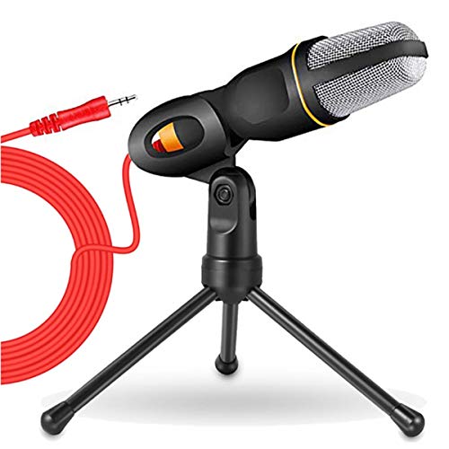 HKBTCH PC Microphone with Tripod Stand, 3.5mm Jack Recording Condenser Microphone Compatible with PC, Laptop, iPhone, iPad, Mac-Recorder Singing YouTube Skype Gaming