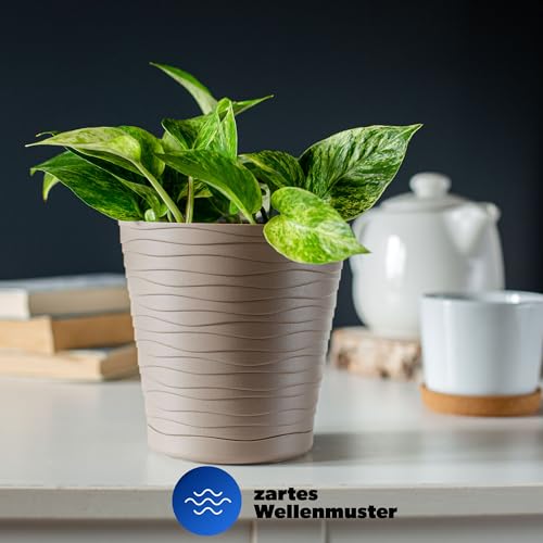 KADAX Blumentopf mit Untersetzer, Pflanzkübel für Innen, Leichter Blumenkübel, Pflanztopf aus Kunststoff, runder Übertopf für Blumen… – Ansicht 4