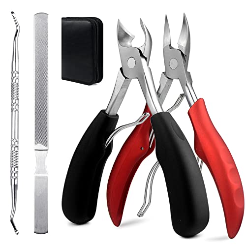 Toenail Clippers, Heavy Duty Nail Clippers for Thick Nails or Ingrown Toenail, Toe Nail Clippers with Easy Grip Rubber Handle for Men Seniors, Sharp Professional Stainless Steel Toenail Trimmer Nipper