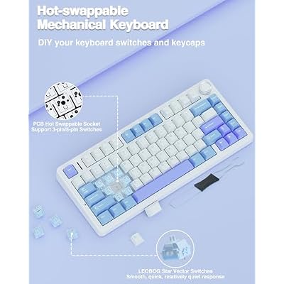 AULA Wireless Keyboard and Mouse Combo, F75 75% Mechanical Keyboards, Hot Swappable Custom Keyboard+SC580 Wireless Gaming Mouse Black