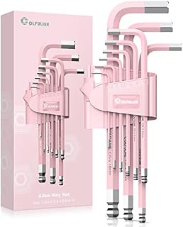 COLFULINE Pink Metric Allen Key Set, 9PCS Hex Key Set, Ball End Allen Keys Sizes 1.5-10mm, Alan Keys Sets for Bicycle Motorcycle Repair Furniture Assembly Household DIY, Pink Tool Gifts for Women Men