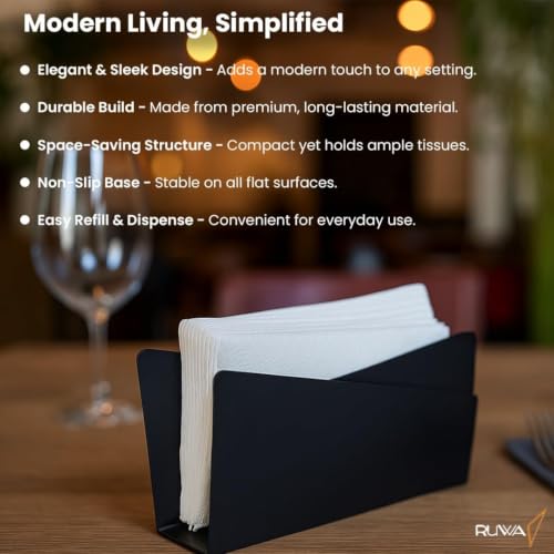 Image of RUWA Napkin Holder for Dining Table - Tissue Paper Stand for Kitchen, Bathroom & Office | Tabletop Tissue Dispenser for Home, Restaurant & Decor Use (Floppy Tissue Holder, Pack of 4)