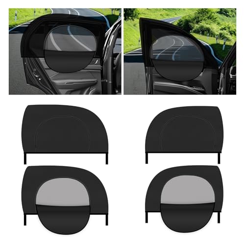 4PCS Zipper Car Window Shades for Front and Rear Windows