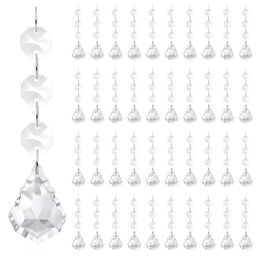 GXGGUS Crystal Christmas Ornaments - Hanging Angel Crystals for Tree Decorations, 30 Pcs Acrylic Chandelier Garland, Winter Party Home Decor (Maple Leaf)