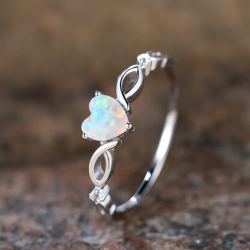 925 Sterling Silver Heart Opal Ring Engagement Promise Ring for Women Jewelry Gift4