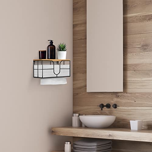 Paper Towel Holder, Folded Paper Towel Dispenser With Wood Lid For Home And Commercial, Stainless Steel Organizer For C-Ford, Z-Fold, Trifold Hand Towels, Paper Holder Wall Mounted For Bathroom #TOP4